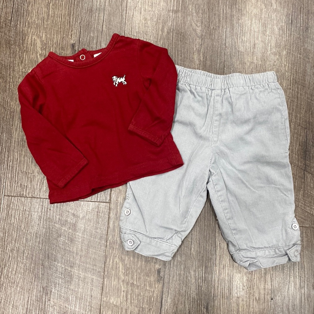 First Impressions Long sleeve shirt and corduroy pants set size 3-6 months